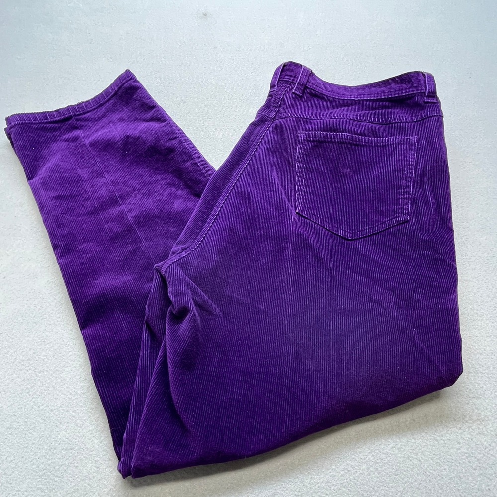 Bill Blass Purple Corduroy Pants Wm 16P Straight Leg High Rise 90s Indie Retro